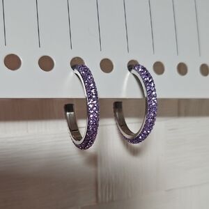 Elegant Purple Hoop Earrings